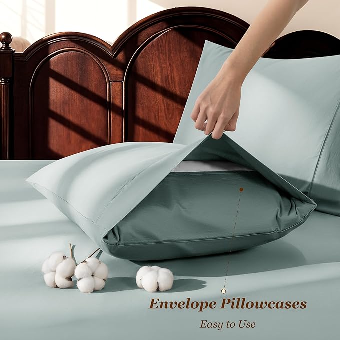 LBRO2M 100% Cotton Sheets Set Deep Pocket 19", 1000 Thread Count Full Size 4 - Image 6