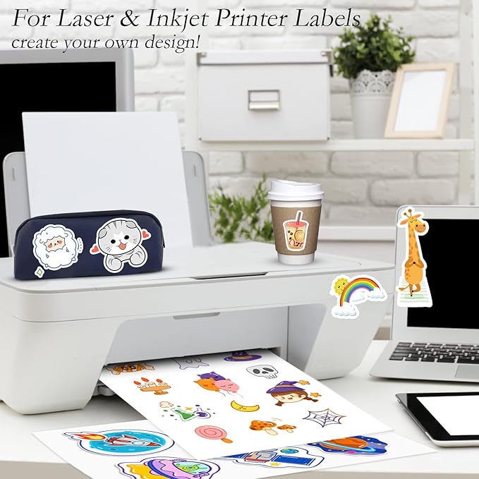 100 Full Sheets Sticker Paper for Laser & Ink Jet Printers, 8.5" x 11" Full Sheet Address Shipping Label, 100 Sheets 100 Labels-DeskoryOffice