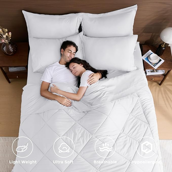 HEVUMYI White California King Comforter Set - Image 2