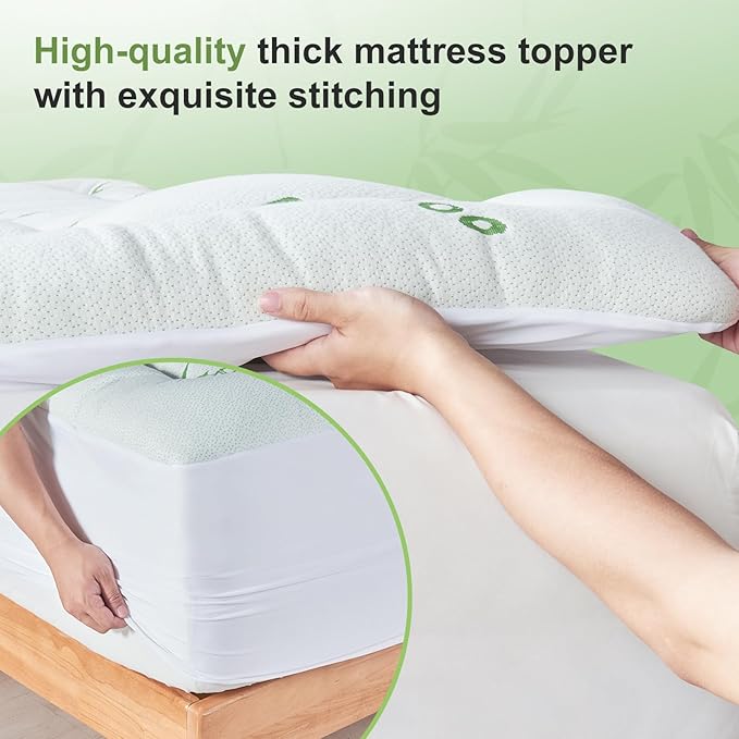 California King Size Mattress Topper Viscose Derived from Bamboo, Soft Thick - Image 5