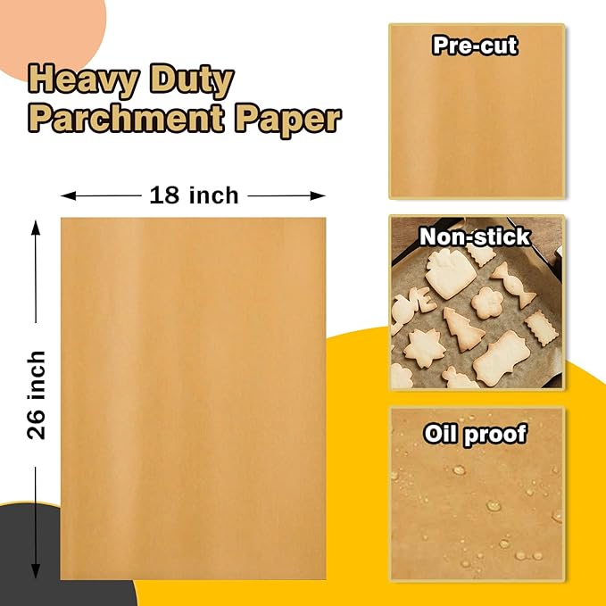 Katbite 200Pcs 18x26 inches Parchment Paper Sheets, Heavy Duty Unbleached - Image 2