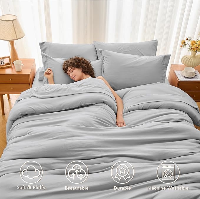 MUXHOMO 7 Pieces Queen Comforter Set, Soft Bed in a Bag Queen Size, All Season - Image 2