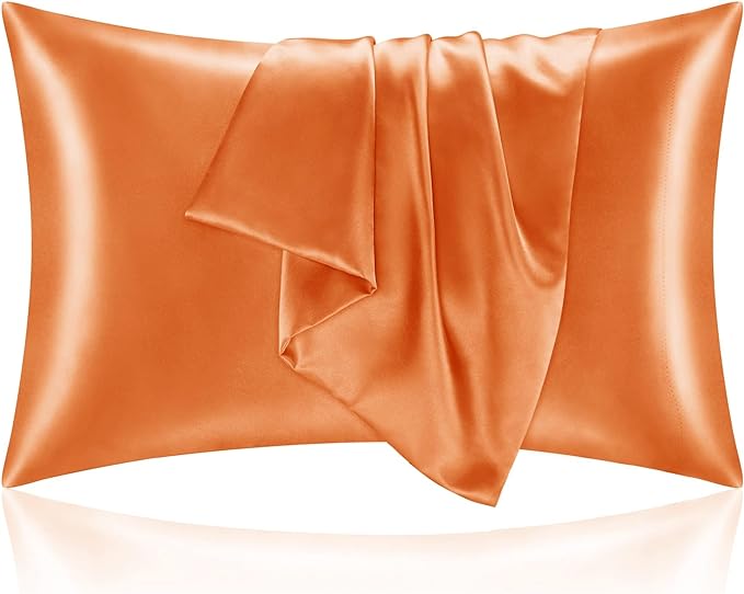 BEDELITE Satin Pillowcase with Zipper 2 Pack, Burnt Orange Pillow Cases by BEDELITE