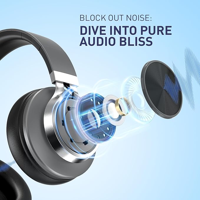 AILIHEN C90 Wired Headphones with Microphone Volume Control, Noise Reduction Over Ear Headphones Wired 3.5mm, Super Soft Corded Headphone for Cellphones, Tablet and Chromebook (Grey)-DeskoryOffice