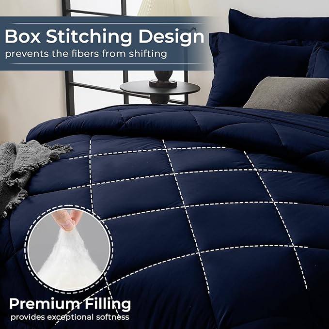 HEVUMYI Navy Blue Cali-King Comforter Set - Image 4