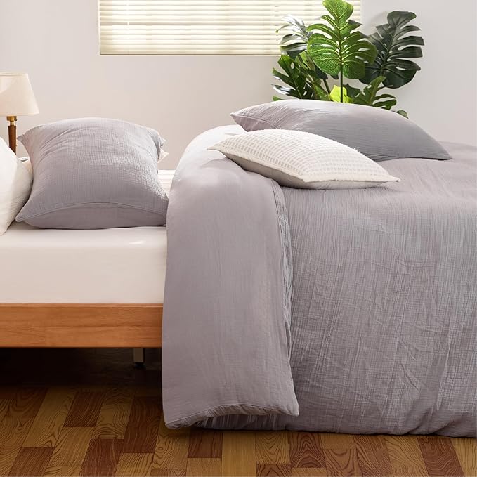 Gray Duvet Cover King, 100% Sandwashed Cotton Soft King Size Duvet Cover Set 3 - Image 8