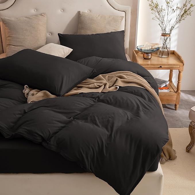 PURE ERA Jersey Knit Duvet Cover Set 100% T-Shirt Cotton Super Soft Comfy 3pc - Image 3