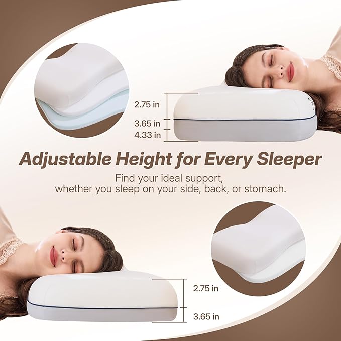 Cervical Neck Pillow for Neck & Shoulder Support, Adjustable Memory Foam Pillow - Image 4