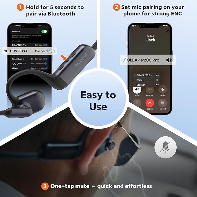 Pilot P200b Pro Wireless Headset with Mic for Work, 50dB Noise Cancelling Headphones with ENC, Bluetooth 5.3 - Wireless Computer Headset for Meetings and Calls-DeskoryOffice