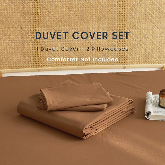 Wake In Cloud - Cotton Duvet Cover Set, King Size, Caramel Terracotta, 100% - Image 2