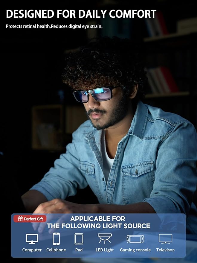 VMJFBJ Blue Light Glasses For Women/Men Computer Reading Gaming Improve Sleep - Image 9