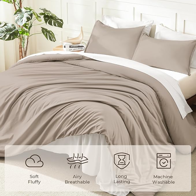 Litanika Light Coffee Comforters Oversized Queen Size, 3 Pieces Lightweight - Image 3
