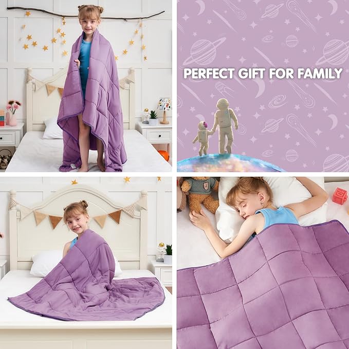Purple Weighted Blanket Kids 7lbs, Cooling Heavy Throw Blanket - Image 6