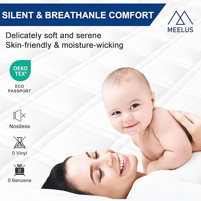 MEELUS Padded Twin Mattress Protector, Breathable Waterproof Mattress Pad Cover - Image 4