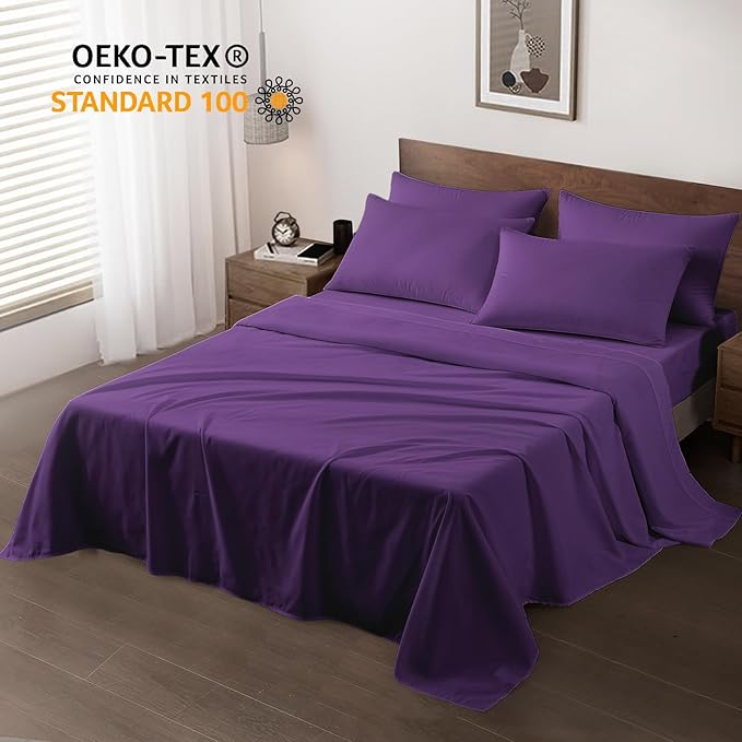 Maple&Stone Twin Flat Sheet 6 Pack, Premium Soft & Breathable, Brushed - Image 2