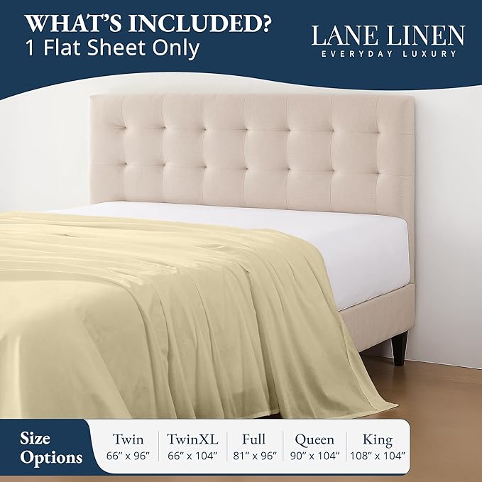 Lane Linen 100% Organic Cotton Twin XL Size Flat Sheet Only - Image 2