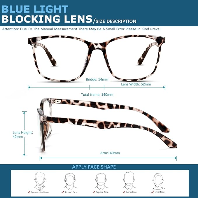 Oilway Blue-Light Blocking Glasses Computer Reading/Gaming/TV/Phones Glasses - Image 3
