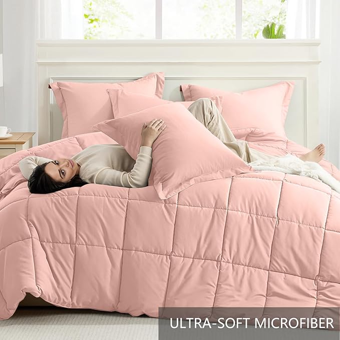Homelike Moment King Size Comforter Set Pink, Comforters King Size Bed Sets - Image 5