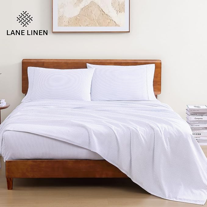 LANE LINEN Eco Friendly 100% Organic Cotton King Bed Sheets Set, Printed Modern - Image 2