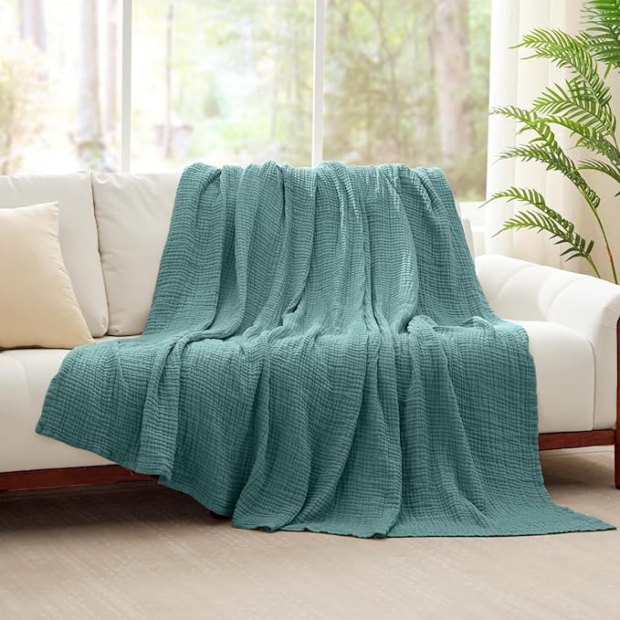 100% Cotton Muslin Blanket Large 50" x 70", 6 Layers Breathable and Lightweight - Image 3