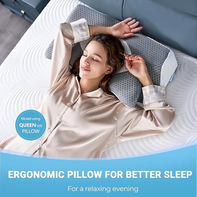 Elviros Cervical Memory Foam Pillow, 2 Pack Pillows - Image 6