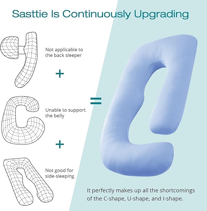 Sasttie Pregnancy Pillows for Sleeping, U Shaped Cooling Full Body Pillow - Image 4