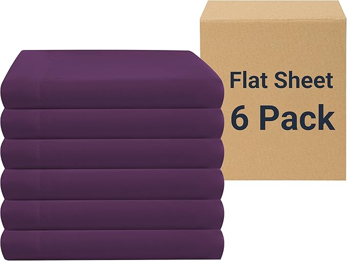 ZPECC King Flat Sheet Only 6 Pack, Durable Dark Purple Top Bed Sheets by ZPECC-ABrandThatHasBeenFocusedOnBabyProductsFor18Years