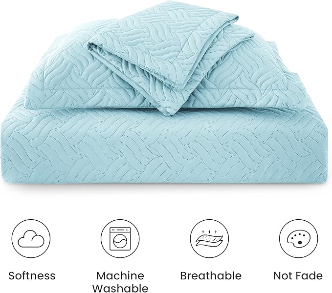 Love's cabin Quilts for Queen Bed Light Blue Bedspreads - Image 6