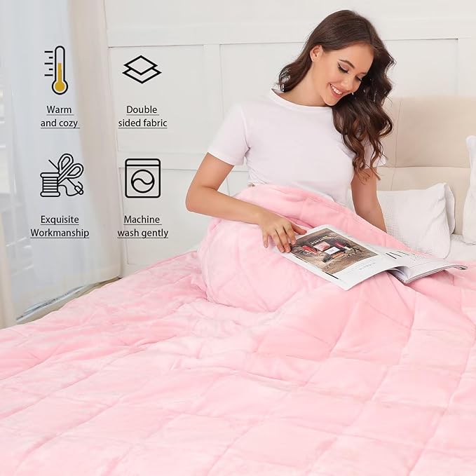 Alomidds Weighted Blanket Queen Size 15lbs 60x80 inches, Sherpa Weighted - Image 7