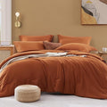 WRENSONGE Twin Comforter Set- 5 Pieces Burnt Orange Bed in a Bag, All Season by WRENSONGE