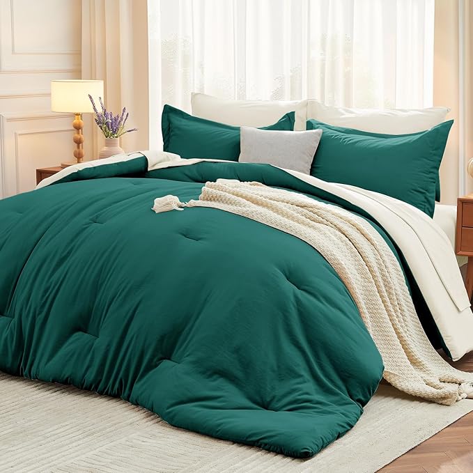 MUXHOMO 7 Pieces Full Comforter Set, Soft Bed in a Bag Full Size, All Season by MUXHOMO