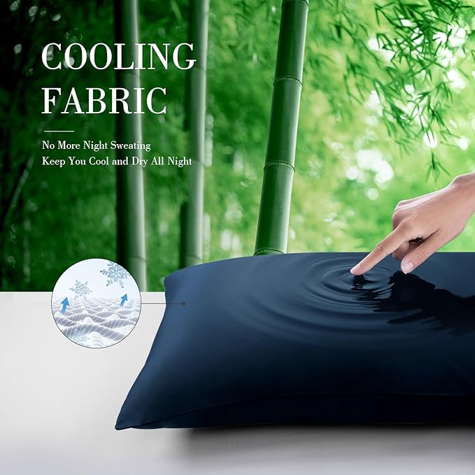 WishSmile Cooling King Pillowcases Set of 2 Breathable Cool Silky Soft Rayon - Image 4