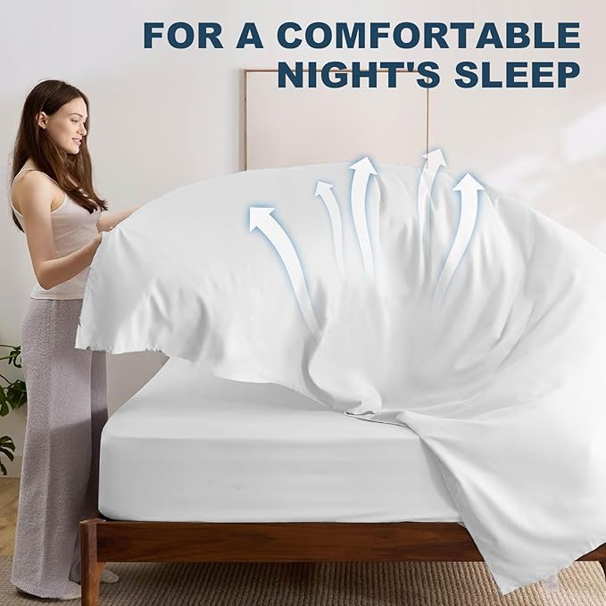 Lavisun California King Flat Sheet, 1 Pack White Cal King Bed Sheet Only - Image 5