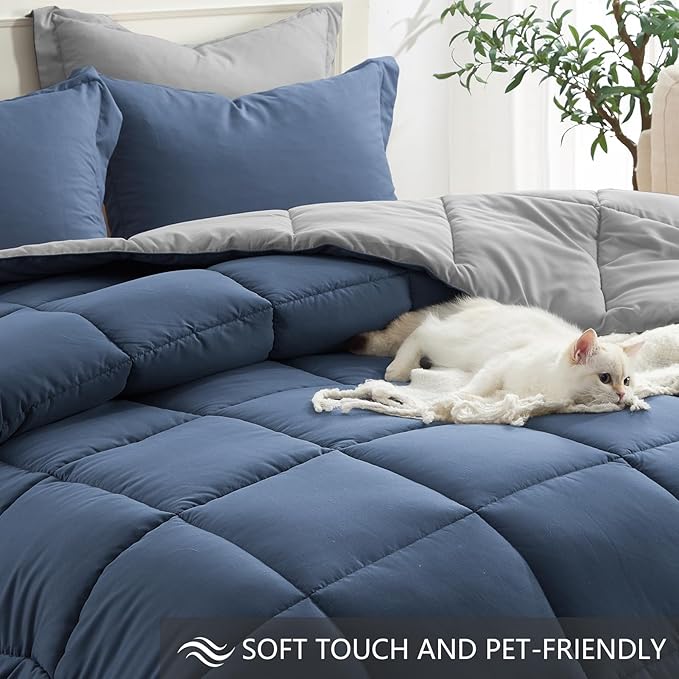 Homelike Moment California King Comforter Set Blue, Cal King Comforter Set - Image 4