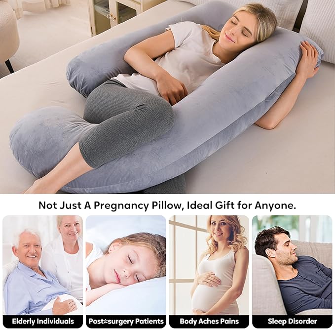 U-Shaped Pregnancy Pillow for Sleeping, Full Body Support for Back, HIPS & Belly - Image 7