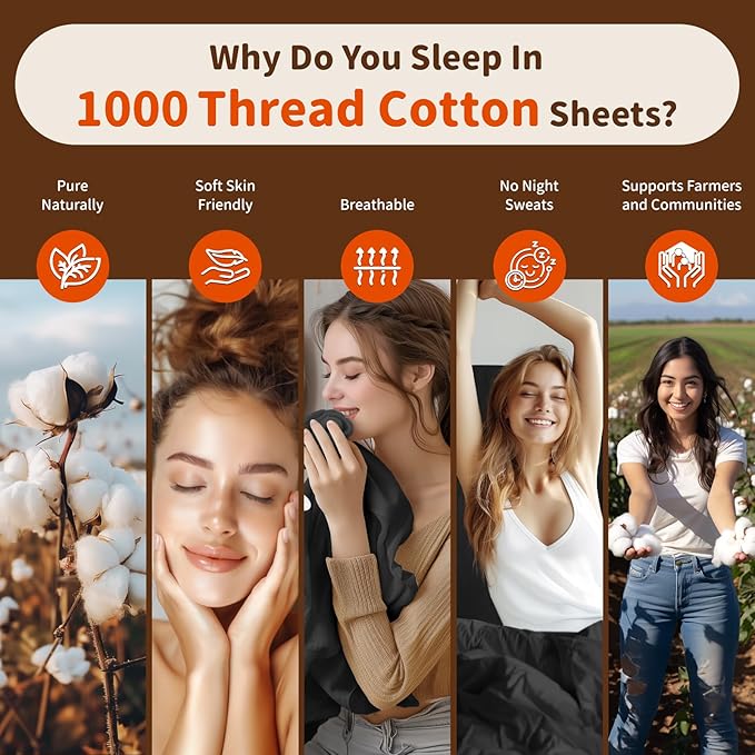 LBRO2M Split King Sheet Sets for Adjustable Bed 1000 Thread Count 100% Egyptian - Image 4