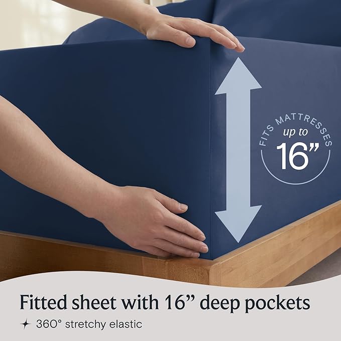 LuxClub 5 PC Split King Sheet Set, Breathable Luxury Bed Sheets, Deep Pockets - Image 6