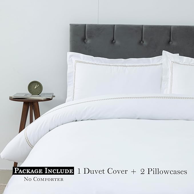 Dreamology White Duvet Cover Luxury Hotel Quality Bedding Set 100% Cotton - Image 4