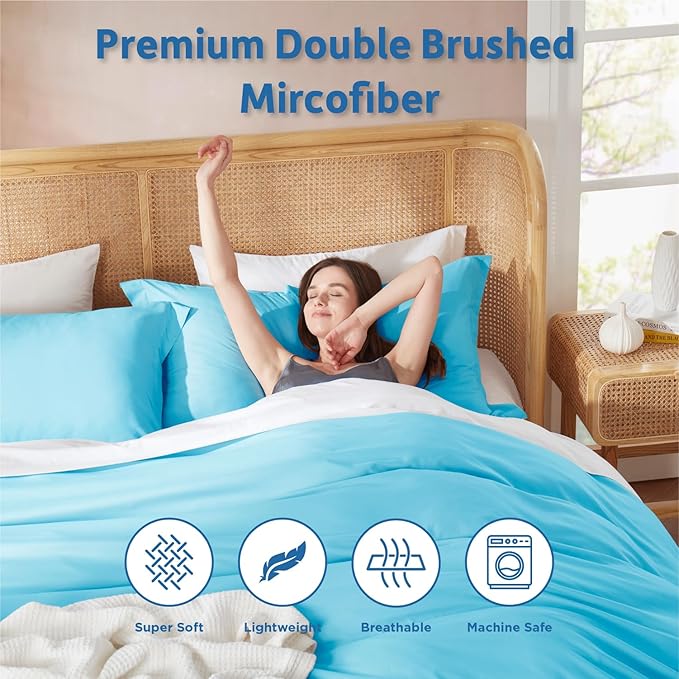 Nestl Bright Blue Duvet Cover King Size - Image 6