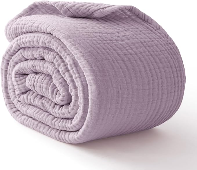 100% Cotton Muslin Blanket 50" x 60", Breathable and Lightweight Cotton Throw by Kozyhvn