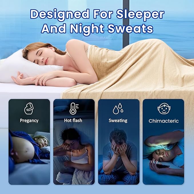 Topcee Cooling Blanket for Night Sweats Absorbs Heat to Keep Adults Cool on - Image 4