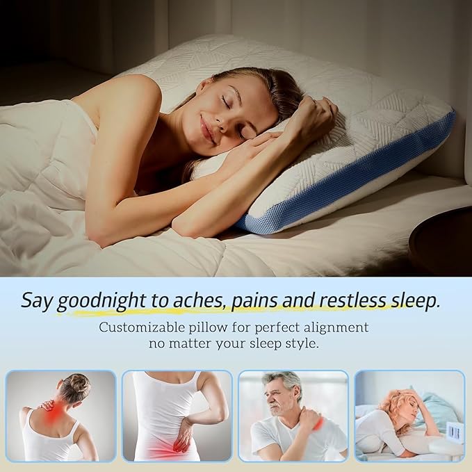 BETU Cooling Pillow Queen Size, Shredded Memory Foam Cool Pillow - Image 4