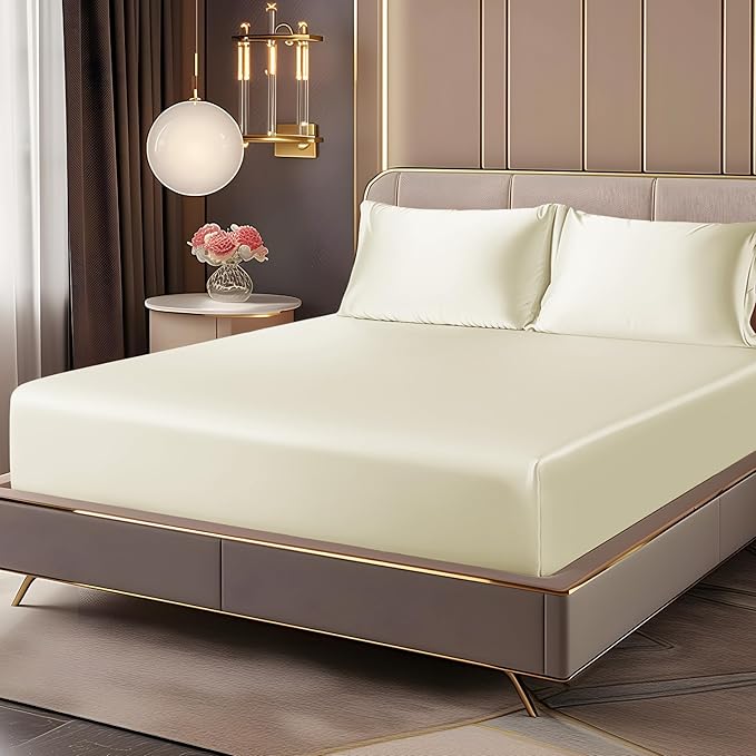 BEDELITE Satin Fitted Sheet and Pillowcase Set, Luxury Soft Similar to Silk by BEDELITE