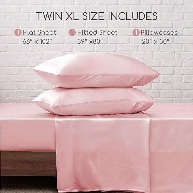 MR&HM Satin Bed Sheets, Twin XL Size Sheets Set - Image 7