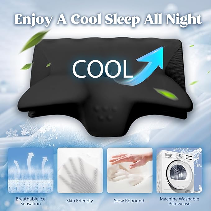 Cervical Pillow for Neck Pain Relief, Cooling Contour Memory Foam Pillows - Image 3