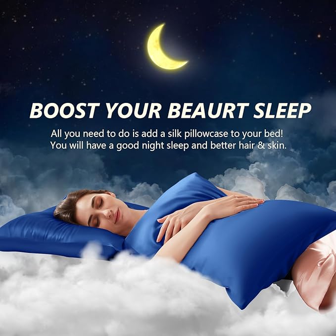 Silk Pillow Cases 2 Pack King Size Mulberry Silk Pillowcase Set of 2 - Image 3