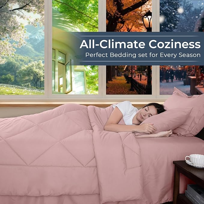 HEVUMYI Dusty Pink King Comforter Set - Image 3