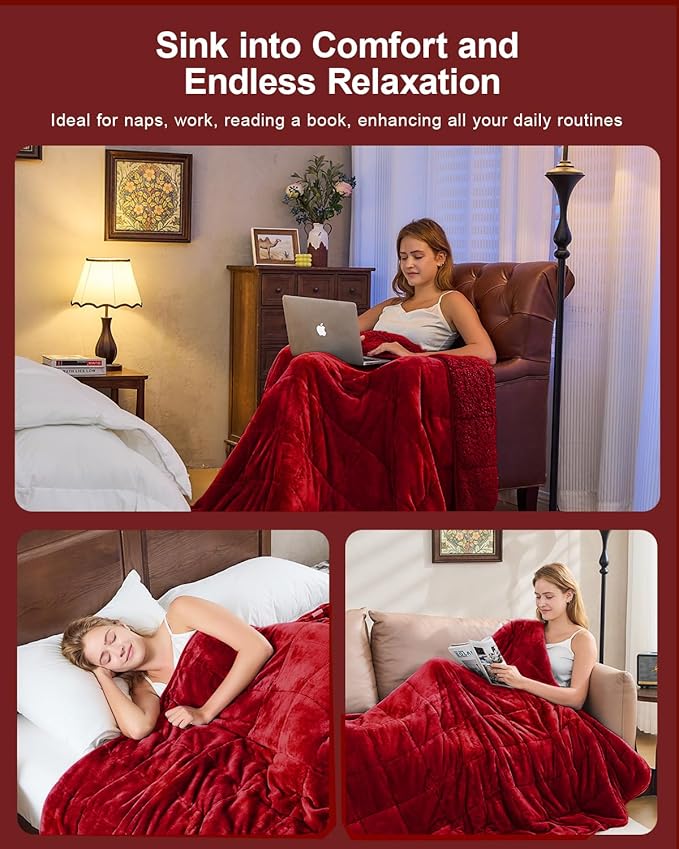 Super Fuzzy Soft Sherpa Fleece Weighted Blanket, 20 lbs Dual Sided Fluffy Heavy - Image 5