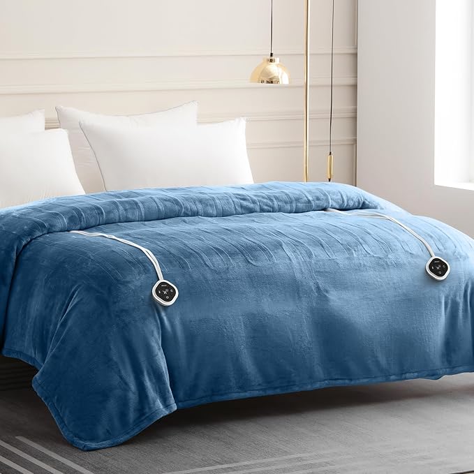 HOMLYNS LuxeHeat Heated Blanket Electric Blanket King Size, Soft Flannel Sherpa - Image 7