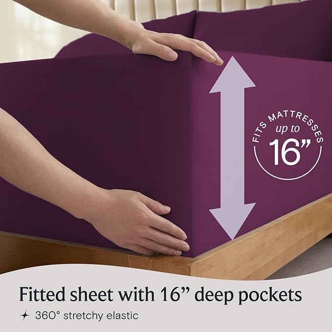 LuxClub 4 PC Queen Sheet Set, Deep Pockets Wrinkle Free Cooling Bed Sheets - Image 6